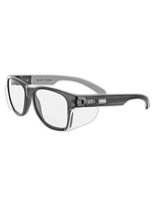MAGID Y50 Safety Glasses, ANSI Z87.1, Anti-Fog UV Protection, 2 Pack Combo Lens 1 Clear 1 Gray, Side Shields, Black Frame, 2 Pairs