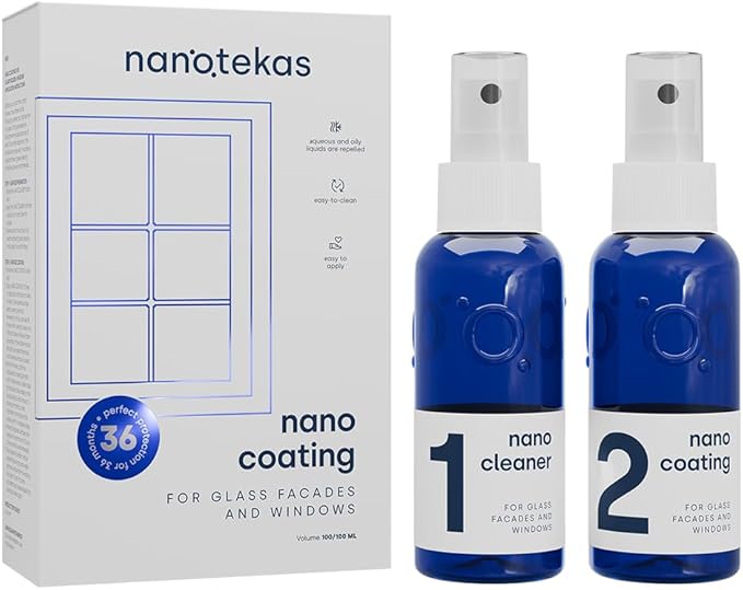 Ceramic Coating Kit for Glass Facades and Solar Panels- Ceramic Glass Facade treatment forms a finishing Coating - Ideal Water & Stain Repellent - Long-Lasting Clarity for Exterior Glass