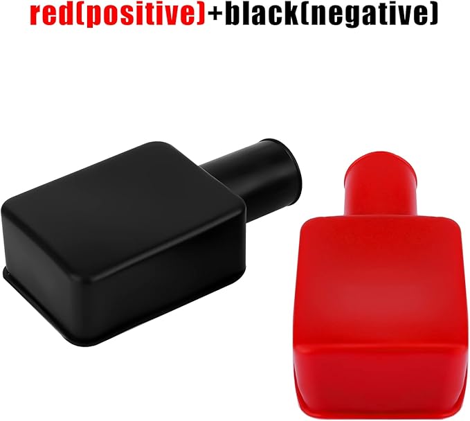 SAVITA 2pcs Battery Terminal Covers Auto, Red & Black Soft Rubber Positive Negative Insulating Stud Covers Flexible Battery Terminal Protective Caps for Car Electric Bikes Trucks