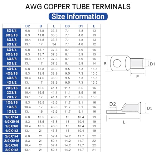 XHF 10PCS 4 AWG-1/4 Heavy Duty Battery Lugs with 3:1 Heat Shrink Tubing, Ring Terminals Battery Cable Ends Copper Eyelets Electrical Battery Connectors