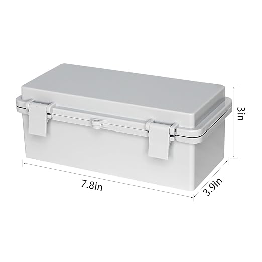 Waterproof Junction Box Outdoor Electrical Box Universal DIY Project Box for Indoor/Outdoor Use Latch Hinged Project Enclosure (7.8"x3.8"x2.9")