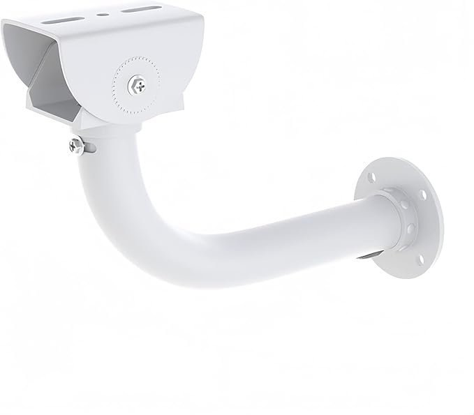J-Shaped Aluminum Wall Mount with Cable Management Hole & L-Shaped Adapter - Duckbill Design (180° Tilt/360° Swivel) for CCTV Dome/IP Cameras, Space-Saving Indoor/Outdoor Use