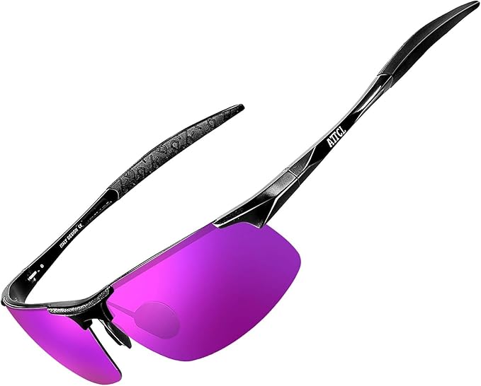 ATTCL Polarized Sunglasses Men Sports: UV Protection Anti Glare Wrap Around Lightweight Metal Driving Fishing Golf Running