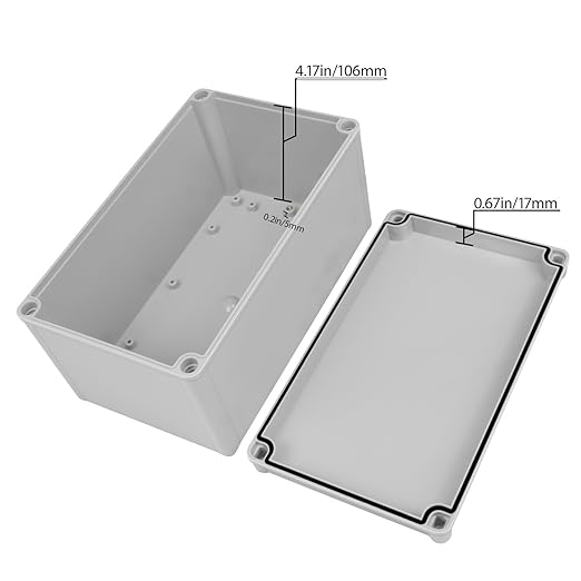 Junction Box，9.8"x 5.9"x 5.1" Outdoor Electrical Box with Mounting Plate, IP67 Dustproof Waterproof ABS Plastic Project Box, DIY Electrical Enclosure Gray (250x 150x 130 mm)