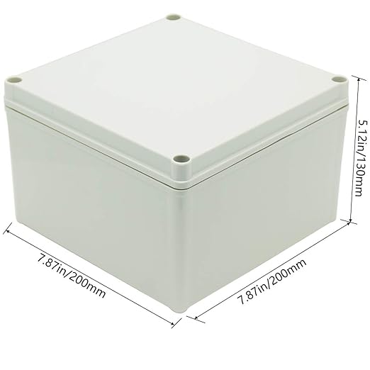 Zulkit Junction Box ABS Plastic Dustproof Waterproof IP67 Junction Boxes Universal Electrical Project Enclosure DIY Electronic Project Box Grey 7.87 x 7.87 x 5.12 inch (200 x 200 x 130 mm)