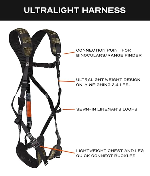 Malta Hunting Safety Ultralight Tree Stand Safety Harness Kit Set, TrueTimber Patterns, Multi-Sizes (Strata Camo, XXLarge)