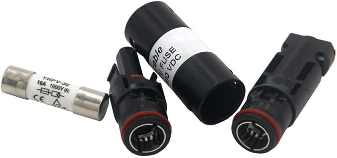 ZOOKOTO 5A Solar Panel PV in-Line Fuse Holder w/Fuse Photovoltaic Connectors 1000V Waterproof 5 Amps