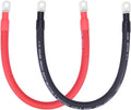 1/0 AWG Flexible Battery Cable with 3/8" Terminals - OFC Pure Copper Inverter & Welding Wire for Automotive Solar RV Motorcycle (Red + Black 1.5FT Pair)
