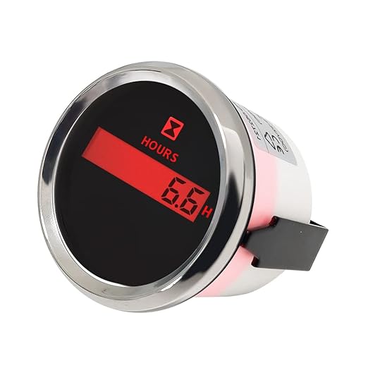 ELING Engine Digital Hourmeter Gauge 52mm(2") with Backlight 12V 24V for Motor Go Kart Boat Car