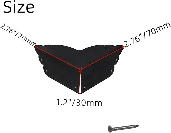 Mcredy 4 Pcs Table Corner Protectors Black Metal Corner Guards & Edge Protectors with Nails Corners Covers for Furniture Cabinet Shelf, 2.8"x2.8"x1.2"(LxWxH), Side Length 2.8"