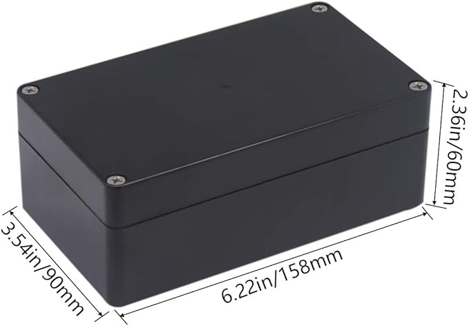 2 Pack Project Box IP65 Waterproof Junction Box ABS Plastic Black Electrical Boxes DIY Electronic Project Case Power Enclosure 6.22"x3.54"x2.36"(158x90x60mm)
