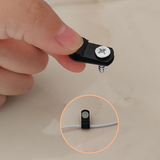 100 PCS Wiring Harness P-Style Mounting Clips, Cable Clamp R-Type, Nylon Screw Mounting Cord Fastener Clips with Screws, Cable Clamp 1/4 Black R Type for Wire Management