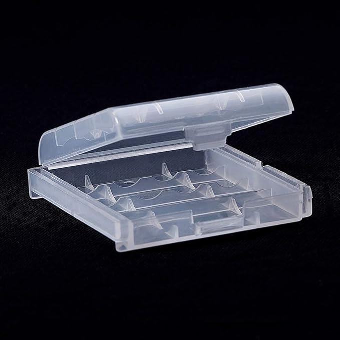 Battery Case AA/AAA Battery Holder Container Compact Portable Organizer Storage Case Insulative Plastic Clear Protective Battery Case for Travelling/Home/Office/School/Garage(4 PCS)