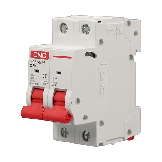 CNC AC Miniature Circuit Breaker, 50 Amp 400V 2 Pole DIN Rail Mount Circuit Breaker, Thermal Magnetic Trip, Solar AC Disconnect Switch MCB (50Amp)