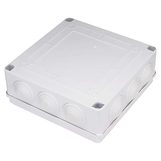Zulkit Junction Box ABS Plastic Dustproof Waterproof IP65 Universal Electrical Boxes Project Enclosure White 7.9 x 7.9 x 3.1 inch (200 x 200 x 80mm)