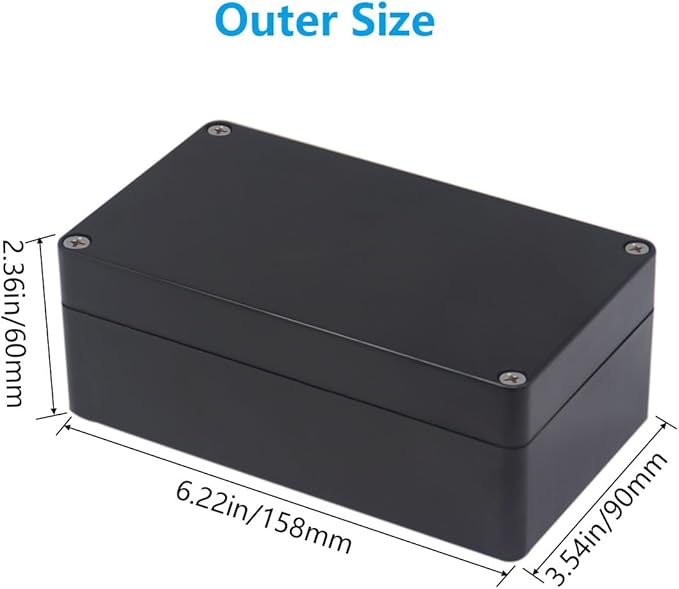 Project Box ABS Black Electrical Boxes IP67 Outdoor Waterproof Box Electronic Junction Box Power Enclosure with Cable Glands for DIY Project 6.2 x 3.5 x 2.4 inch (158x90x60mm)
