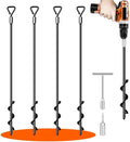 Ground Anchors Screw in Trampoline Anchors Heavy Duty Ground Anchors,Tent Stakes for Camping Tent, Trampoline, Canopies, Carports, Sheds, Swing Sets, Black Anti-Rust Coating for High Wind (4 X 26in)