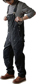 Rexcyril Men's Baggy Bib Overall Loose Fit Canvas Coveralls Workwear Dungarees Jumpsuit with Cargo Pockets