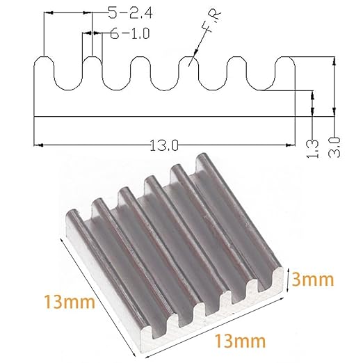 20PCS Aluminum Heat Sink with Thermal Conductive Adhesive Tape, 13×13×3mm Heatsink Cooler for Cooling VRM GPU Stepper Driver MOSFET VRam Regulators