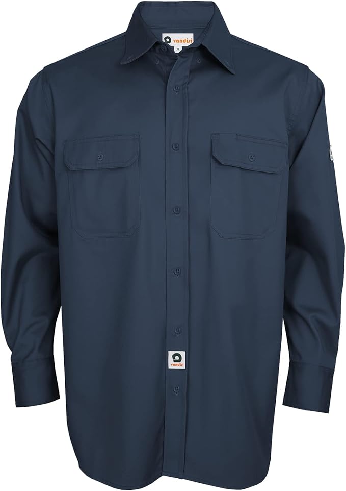 100% Cotton Mens Fr Shirts 7.5oz Flame Resistant Shirts NFPA2112 Men's Fire Retardant Welding Shirts