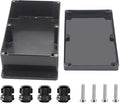 Project Box ABS Black Electrical Boxes IP67 Outdoor Waterproof Junction Box Electronic with Mounting Ears Includes Cable Glands for DIY Project 9.1 x 5.9 x 3.4 inch (230x150x87mm)