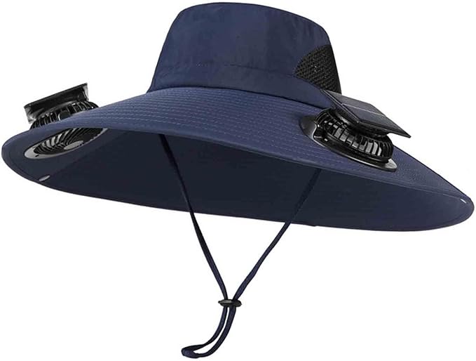 Solar Fan Hats for Men Women Wide Brim Sun Hat with 2 Fan Outdoor Solar Power Fishing Hat Sun Protection Summer Hats