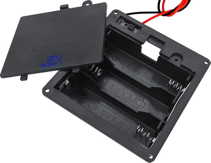 Three/3X AA Panel Mount DIY Battery Holder Case Box 4.5V with Power Switch & Wire