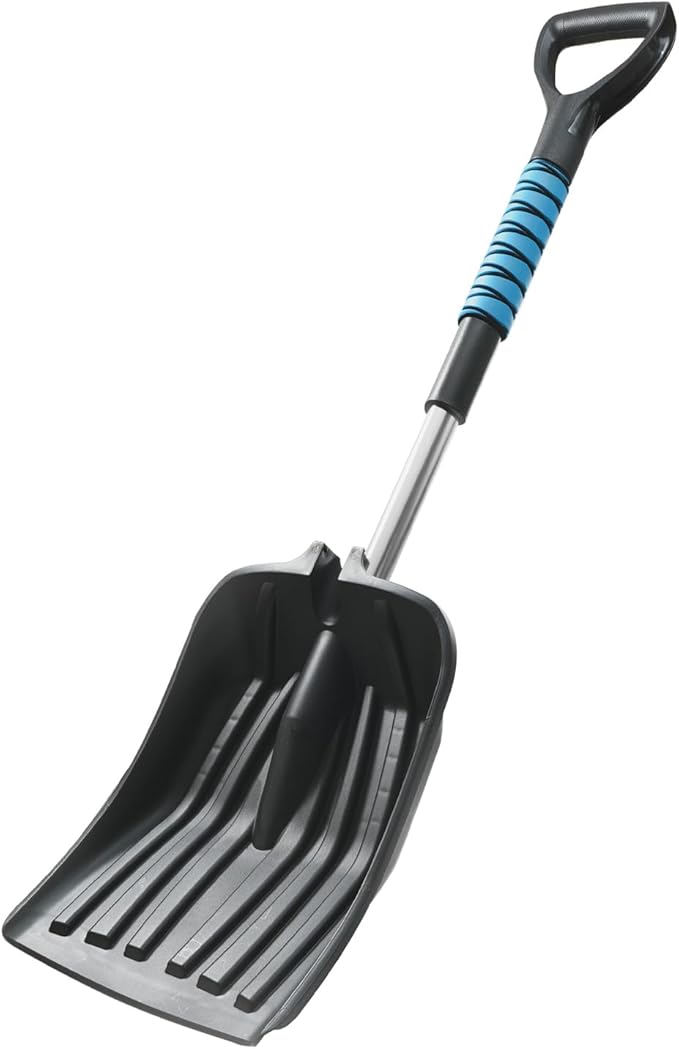 Extendable Snow Shovel for Driveway Portable Snow Removal Emergency Tool with Foam Grip in Winter Snowy Day Easy Assembled Garage for Car Vehicles Outdoor Use (Shovel Only)