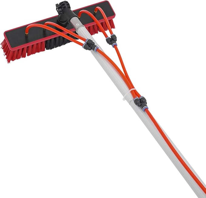 Solar Panel Cleaning Brush and Pole Kit, 22.9 FT Outdoor Window Cleaning System for Solar Panel, Window, Roof, Solars Panels Cleaaning Kit Cleaner Tool for Windows Glass Roof Outdoor Glasses Brushs