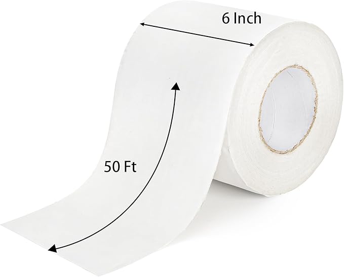 Jucoan 6 Inch x 50 Feet RV Roof Tape with Roller, White Waterproof Butyl Sealant Tape for RV, Camper, Truck Roof Leak Repair, UV-Resistant