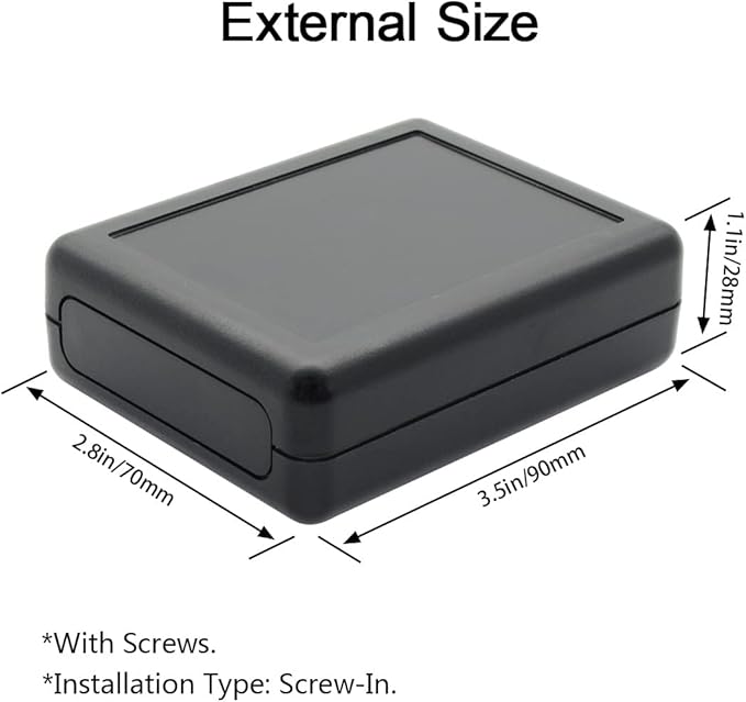 LeMotech 5 Pieces ABS Plastic Electrical Project Case Power Junction Box, Project Box Black 3.5 x 2.8 x 1.1 inch (90 x 70 x 28 mm)