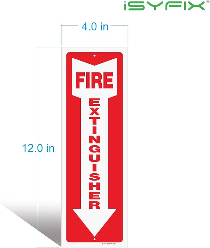 iSYFIX Fire Extinguisher Reflective Signs – 10 Pack 4x12 Inch – 40 mil Thick Polystyrene Plastic, Laminated for Ultimate UV, Weather, Scratch, Water & Fade Resistance, Indoor & Outdoor