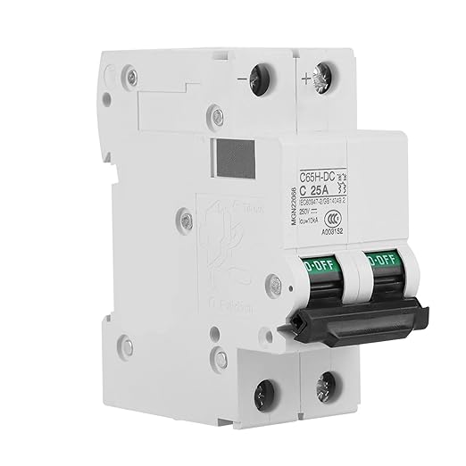 2P C65H-DC 250V DC Miniature Circuit Breaker DIN Rail Photovoltaic Switch for Solar Panels Grid System White(40A) (25A)