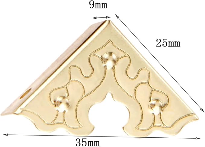 dophee 10Pcs Metal Decorative Corner Protectors, Vintage Style Edge Safety Guards Covers for Picture Frame Jewelry Box Gift Box Wooden Case Cabinet Furniture, Gold 0.98"x0.98"x0.35"