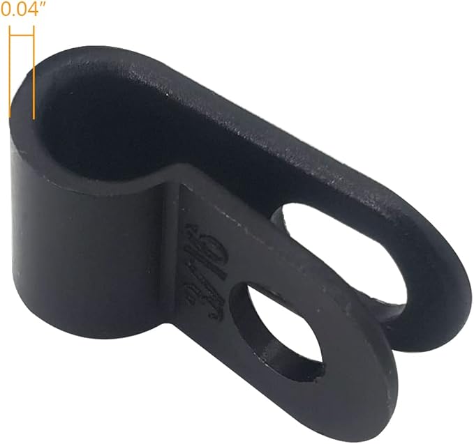 Cable Clamp R-Type Cable Clip Wire Clamp 3/16" Nylon Screw Mounting Cord Fastener Clips with Screws for Wire Management - Black - 50 Pcs