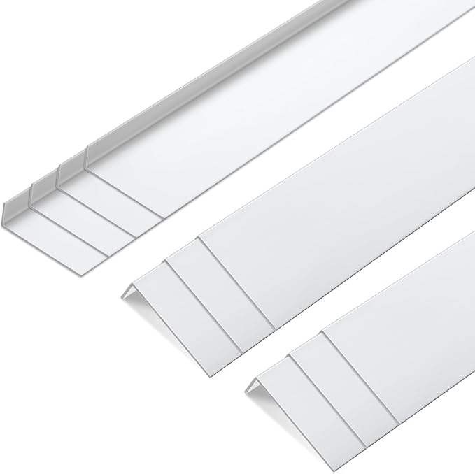 Sasylvia 10 Pcs 3 x 1 x 48 Inches Wall Corner Protector Guards, Avoid Scratching Scuffs, White Vinyl Corner Trim Molding, Ease Install & Cleaning for Door Countertop Furniture Cabinet Protection