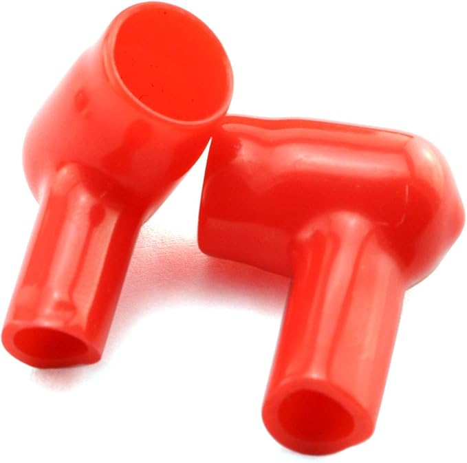HJ Garden 12pcs Battery Terminal Boots Covers Insulating Protector Cable Lug Caps Insulating Covers Replacement Tools Red/Black 10x6mm