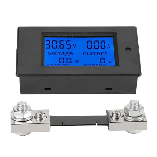 PZEM-051 LCD Display DC 6.5-100V Digital Electric Power Energy Voltage Current Meter Power Energy Battery Monitor Amperage Meter Gauge with Built-in Shunt(50A Shunt)