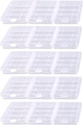 Battery Organizers AA/AAA Battery Containers Holders Compact Portable Storage Cases Insulative Plastic Clear Protective Battery Cases for Travelling/Home/Office/School/Garage(15 PCS)