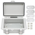 Mini Grey Watertight Junction Box Hinged Cover with Stainless Steel Latch Outdoor Weatherproof Custom PVC Plastic Enclosure Box for Project with Mounting Plate 5.9×3.9×2.8 inch(150×100×70mm)