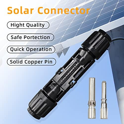 10AWG Solar Panel Connectors IP68 Waterproof 1500V 70A Solid Tinned Copper Terminal Black 5 Pairs for Solar PV Cable(6mm²)