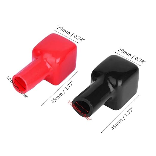 Marine Battery Terminal Covers, Flexible Soft Plastic Red & Black Positive and Negative, Marine Battery Boots, Universal Fit for Boats, RVs, Motorcycles, Carts, and Generators
