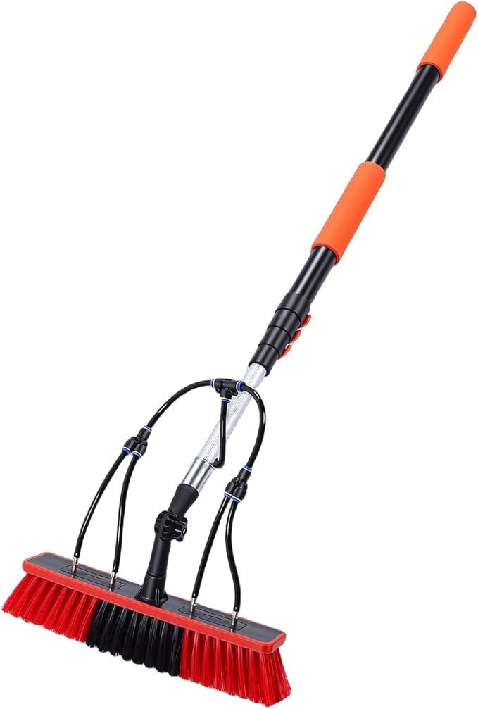 VBESTLIFE Solar Panel Cleaning Brush Kit, 12Ft Telescopic Pole Soap Dispenser Water Fed Window Cleaner Tool for Roof RV Gutter Boat Deck