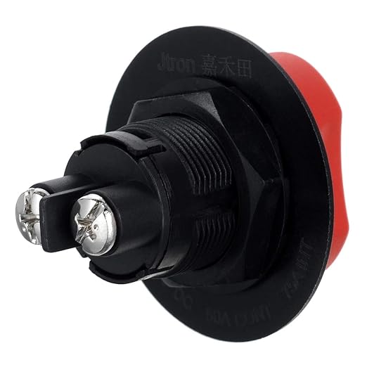 Jtron Car Battery Disconnect Switch MAX.50V DC 50A Cont 75A INT Battery Master Cut Off Isolator Switch Waterproof for Car Motorcycle Marine Boat Auto Camper RV ATV UTV Vehicles (NO-OFF-OUT/50A)