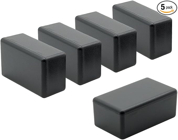 LeMotech 5Pcs ABS Plastic Electrical Project Case Power Junction Box, Project Box Black 2.4 x 1.4 x 1.0 inch (61 x 36 x 25 mm)