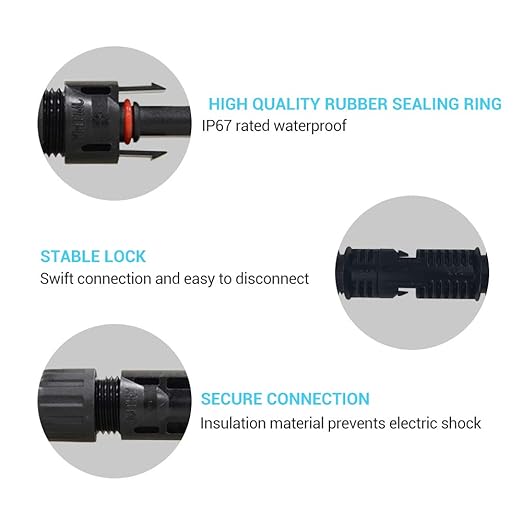 Renogy 20Ft 12AWG Solar Extension Cable with Male and Female Connectors 20FT-12AWG, 1 Piece, Black