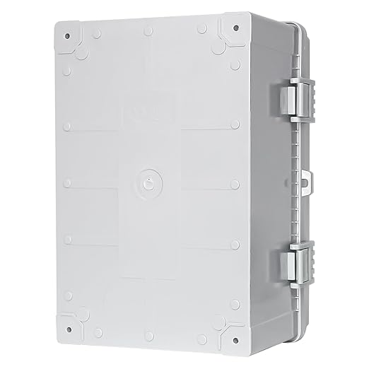 Waterproof Junction Box, Outdoor Electrical Box with Mounting Plate, ABS Plastic Engineering Enclosure Outdoor and Indoor Usage Project Box Gray Cover 11.8"x7.8"x6.6"