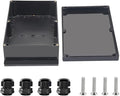 Project Box ABS Black Electrical Boxes IP67 Outdoor Waterproof Junction Box Electronic with Mounting Ears Includes Cable Glands for DIY Project 10.4 x 7.2 x 3.7 inch (263x182x95mm)