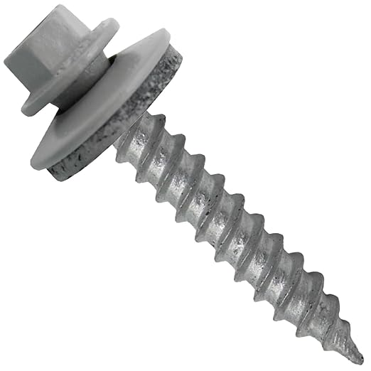 Metal Roofing Screw: (250) 12 x 1-1/2" Old Town Gray Hex Sheet Metal Roof Screw. Sharp Point Metal to Wood siding Screws. 5/8" EPDM Washer.