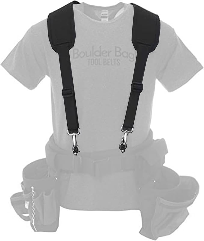 BOULDER BAG Comfort Padded Suspenders. (Tool Belt NOT included) High Tech Padded Suspenders w/Extreme Support and Comfort for your Tool Belt. Made by Boulder Bag. Suspenders Made in the USA